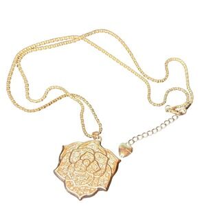 Betsey Johnson Rose Medallion Pendant Necklace - Rose Gold Tone